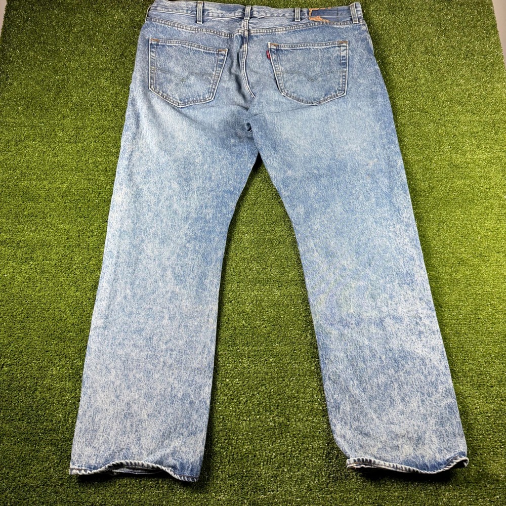 Levis 501 Original Fit Acid Wash Blue Denim Jeans 42x32 Button Fly 00501-2493